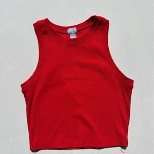 Tilly's Red Ribbed Crop Tank Top